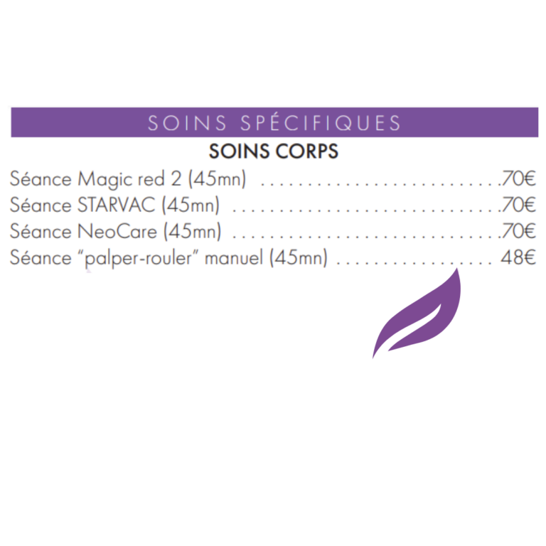 tarifs - soins minceur - corps - montarnaud